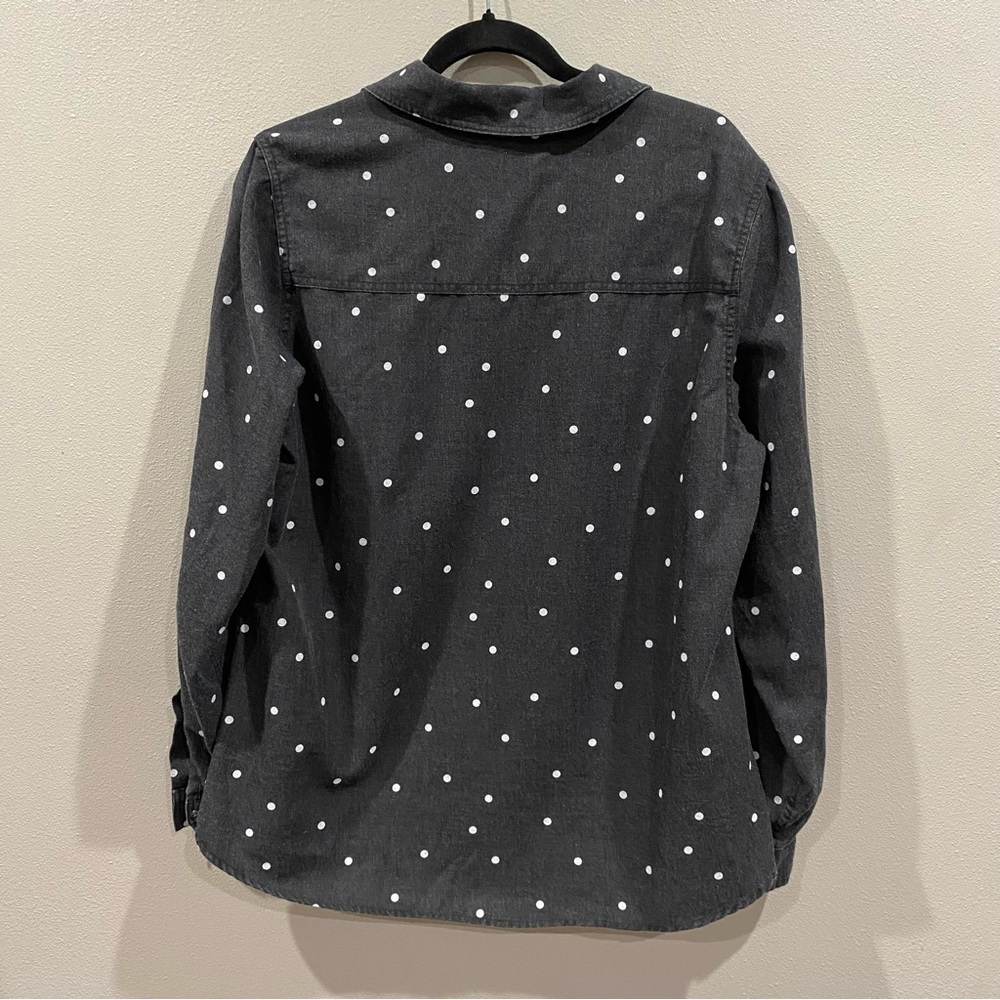 Torrid Polka Dot Button Front Chambray Shirt Grey… - image 3
